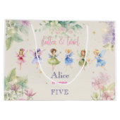 フラッタと回転妖精の庭の水色の誕生日 ラージペーパーバッグ (裏面)