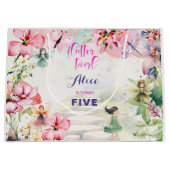 フラッタと回転妖精の庭の水色の誕生日 ラージペーパーバッグ (正面)