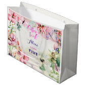 フラッタと回転妖精の庭の水色の誕生日 ラージペーパーバッグ (正面アングル)