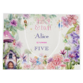 フラッタと回転妖精の庭の水色の誕生日 ラージペーパーバッグ (裏面)