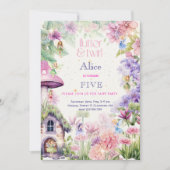 フラッタと回転妖精の庭の水色の誕生日 招待状 (正面)