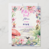 フラッタと回転妖精の庭の水色の誕生日 招待状 (正面)