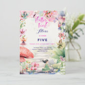 フラッタと回転妖精の庭の水色の誕生日 招待状 (スタンド正面)