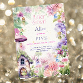 フラッタと回転妖精の庭の水色の誕生日 招待状