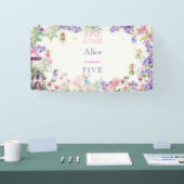 フラッタと回転妖精の庭の水色の誕生日 横断幕 (トレードショー)