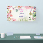 フラッタと回転妖精の庭の水色の誕生日 横断幕 (トレードショー)