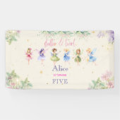 フラッタと回転妖精の庭の水色の誕生日 横断幕 (横)