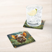 "フラッタの手：モルモットは飛行する" スクエアペーパーコースター (インサイチュ)