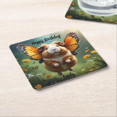 "フラッタの手：モルモットは飛行する" スクエアペーパーコースター (アングル)