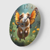 "フラッタの手：モルモットは飛行する" ラージ壁時計 (傾斜)