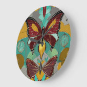 フラッタファッションお洒落：蝶ティー» ラージ壁時計 (傾斜)
