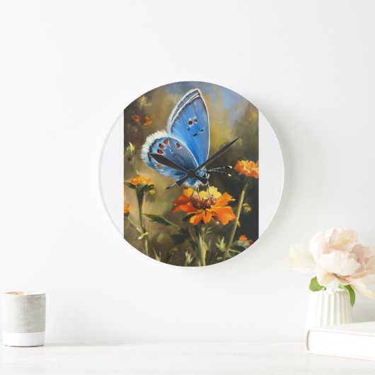 "フラッタリングエレガンス:バタフライインスパイアウォールクロック ラージ壁時計 (ホーム)