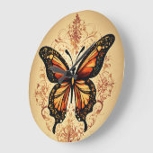 "フラッタリングタイム：蝶プリント壁時計" ラージ壁時計 (傾斜)