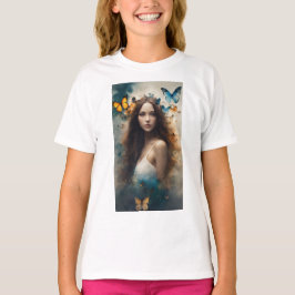 フラッタリングノスタルジア：ヴィンテージバタフライコラージュT- Tシャツ