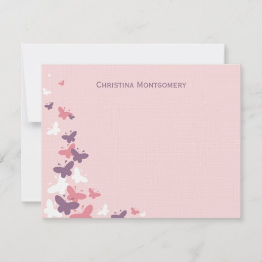 フラッタリング蝶フラットサンキューカード ノートカード (正面)