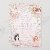 フラッターアンドツワールリトルフェアリー誕生日 招待状 (正面/裏面)