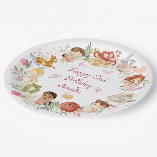 フラッターアンドトゥウィールフェアリーガーデン誕生日 ペーパープレート (アングル)