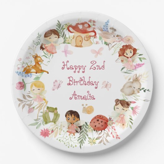 フラッターアンドトゥウィールフェアリーガーデン誕生日 ペーパープレート (正面)