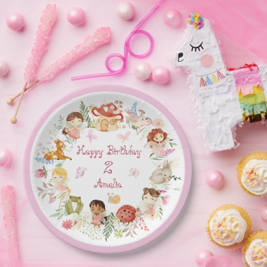 フラッターアンドトゥウィールフェアリーガーデン誕生日 ペーパープレート (パーティー)