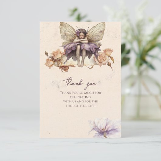 フラッターアンドトゥウィールフラワーフェアリー女の子誕生日 サンキューカード (スタンド正面)