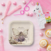 フラッターアンドトゥウィールフラワーフェアリー女の子誕生日 ペーパープレート (パーティー)