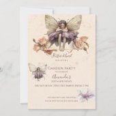 フラッターアンドトゥウィールフラワーフェアリー女の子誕生日 招待状 (正面)