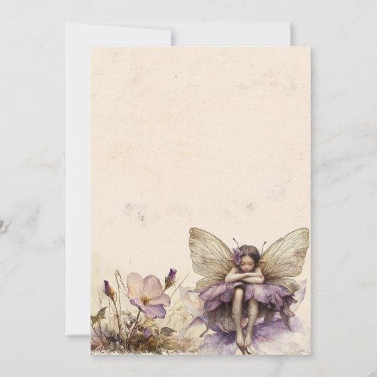 フラッターアンドトゥウィールフラワーフェアリー女の子誕生日 招待状 (裏面)
