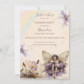 フラッターアンドトゥウィールフラワーフェアリー女の子誕生日 招待状 (正面)