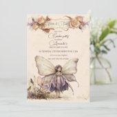 フラッターアンドトゥウィールフラワーフェアリー女の子誕生日 招待状 (スタンド正面)