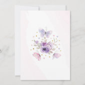 フラッターバタフライフラワーパープルバースデーパーティー 招待状 (裏面)