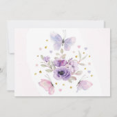 フラッターバタフライフラワーフォトバースデーパーティー 招待状 (裏面)