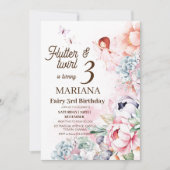 フラッタ&ツイールガーデンフェアリーフローラピクシー誕生日 招待状 (正面)