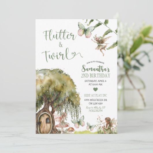 フラッタ&トワイルエンチャントフォレストフェアリー誕生日 招待状 (スタンド正面)