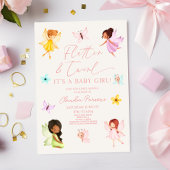 フラッタ&トワイルピンク魅惑的な妖精の赤ちゃんシャワー 招待状