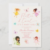 フラッタ&トワイルピンク魅惑的な妖精の赤ちゃんシャワー 招待状 (正面)