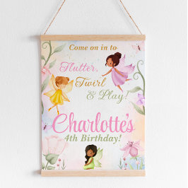 フラッタ&トワイルフェアリー誕生日パーティーウェルカムサイン ポスター