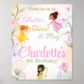 フラッタ&トワイルフェアリー誕生日パーティーウェルカムサイン ポスター (正面)
