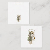 フラットなグリーティングカード : ビンテージクリスマスの天使 ノートカード (正面/裏面)