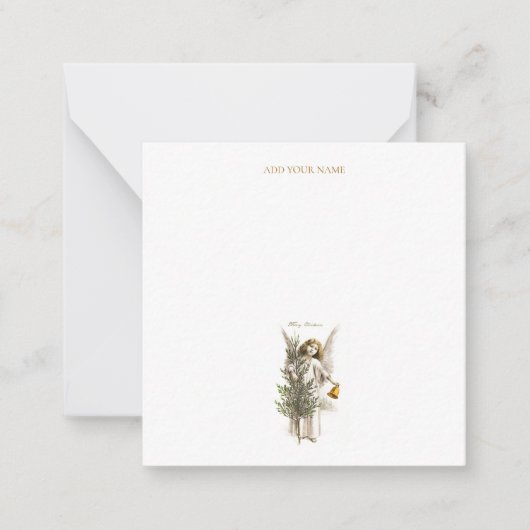 フラットなグリーティングカード : ビンテージクリスマスエンジェル ノートカード (正面)