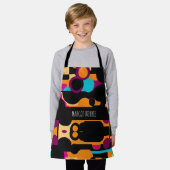 フラットなコンポジション円オレンジ色の抽象芸術パターン エプロン (着用した状態)