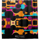 フラットなコンポジション円オレンジ色の抽象芸術パターン シャワーカーテン (正面)