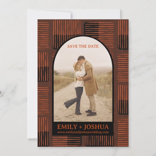 フラットなデザインが素敵な、秋のウェディングカード「Save The Date」 セーブザデート (正面)
