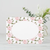 フラットなメモカードまたは招待状 - ヴィンテージピンクのバラ 招待状 (スタンド正面)