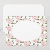 フラットなメモカードまたは招待状 - ヴィンテージピンクのバラ 招待状 (正面/裏面)