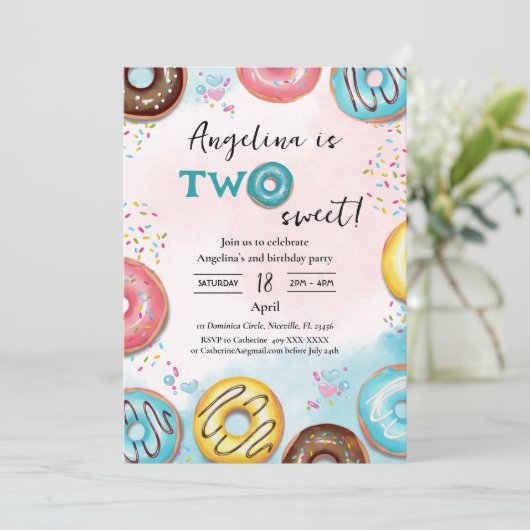 フラットな第2の誕生日の招待状。 招待状 (スタンド正面)