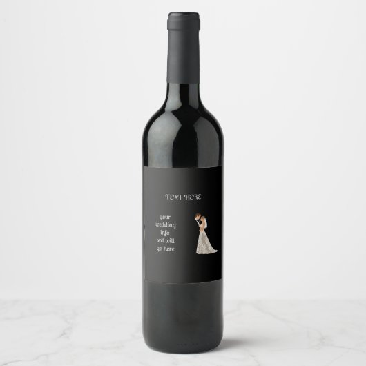 フラットな結婚式の招待状カード ワインラベル (正面)