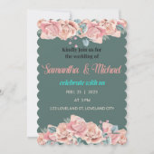 フラットな花柄のフェストゥーン装飾の結婚式招待状カード 案内状 (正面)