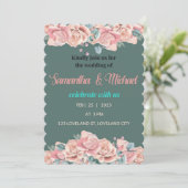 フラットな花柄のフェストゥーン装飾の結婚式招待状カード 案内状 (スタンド正面)
