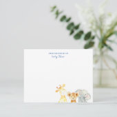 フラットの子供部屋からかわいい水彩動物 サンキューカード (スタンド正面)