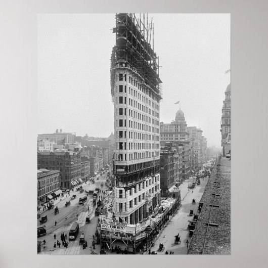 フラットアイアンビルディング 1902年 復古写真 ポスター (正面)